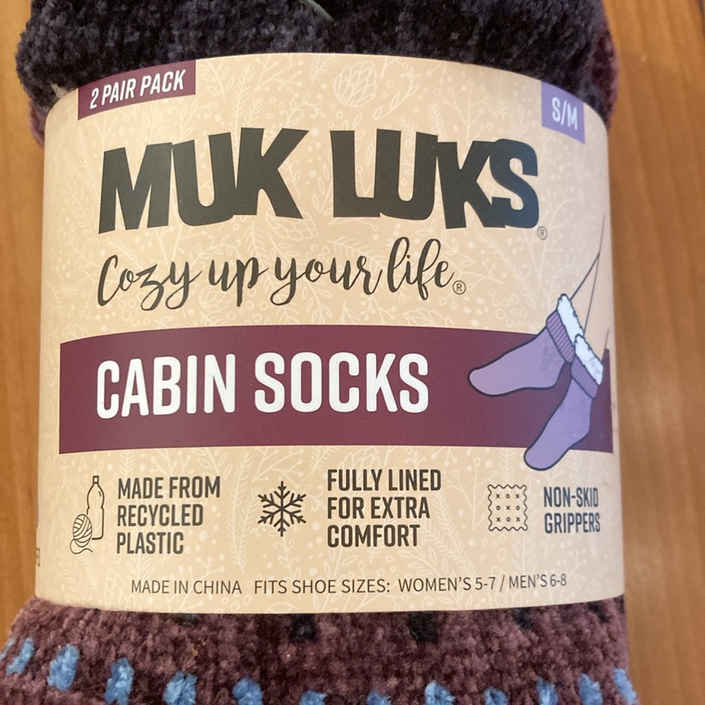 Muk Luks women’s tall rib, cuff, cabin socks, 2 pack - Picture 2 of 10